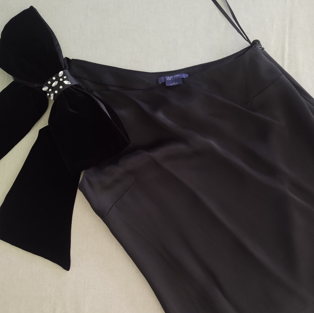 W by Worth 🎀 Velvet-BoW Blouse~ Black◾Sleeveless-Style~ Size: S